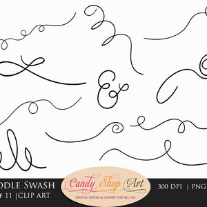 Doodle Swashes, Swirls, Calligraphy Swashes, Clip Art, Digital Clip Art, CU, Wedding Clip Art, Decorative - Commercial Use - PNG - EPS