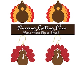 Turkey Earrings SVG - Thanksgiving Earring Template - Fall Earrings SVG - Turkey Cut Files