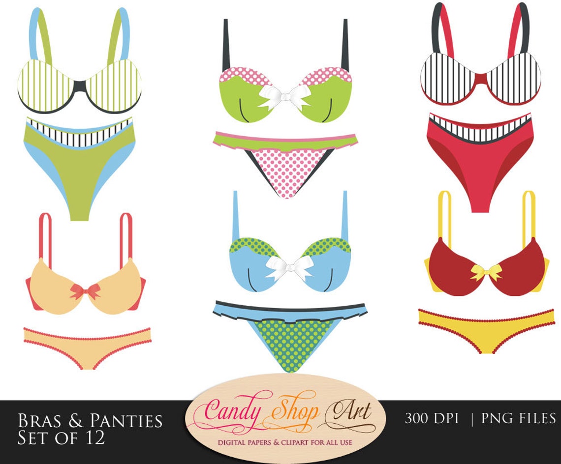 Bras and Panties Clip Art, Lingerie Clipart, Sexy Underwear Clip Art Etsy