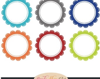 Lace Doilie Circles Clipart, Scalloped Circle Frames Clip Art - Commercial Use - Instant Download