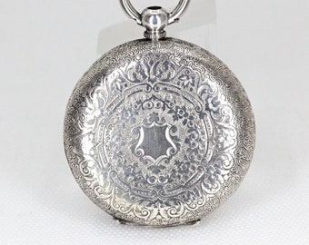 Antique Continental Silver Open Faced Swiss Made Pocket Watch  -  Display Only -  Circa: 1900