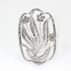 Spilla vintage Art Déco in argento continentale con marcasite, circa: anni &#39;30