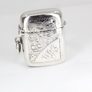 Antique Sterling Silver Vesta Case – Birmingham 1919 – Vintage Silver Match Safe – Collectible Pocket Accessory