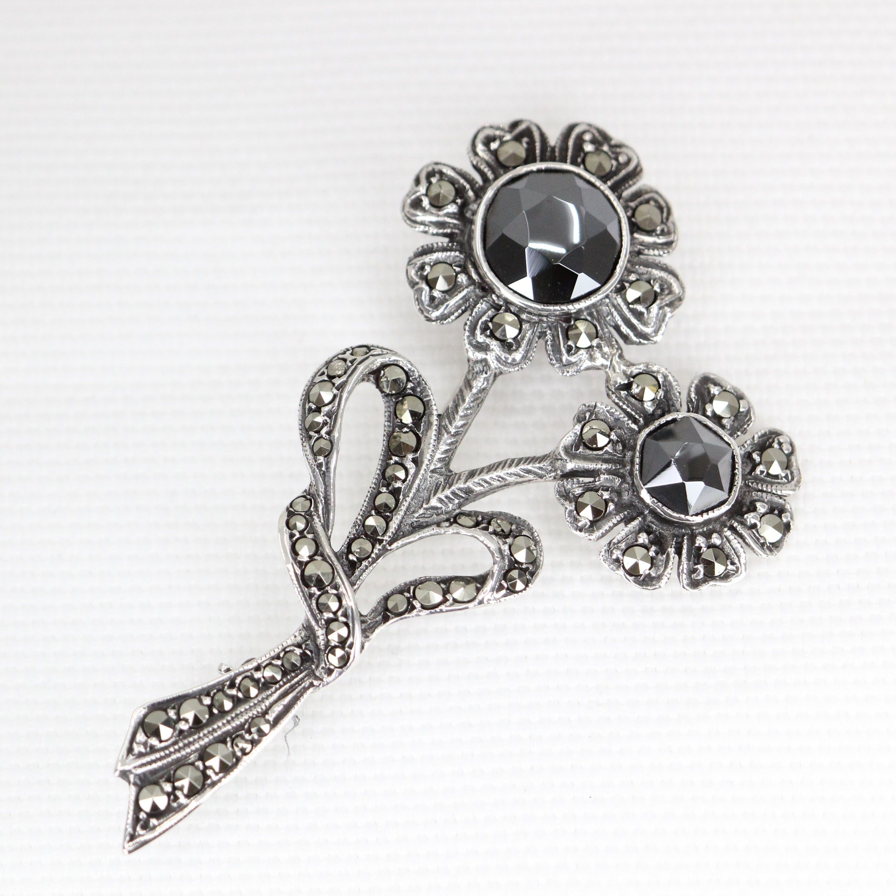 値下げ vintage ブローチ シルバー&ヘマタイト 2392｜アクセサリー 