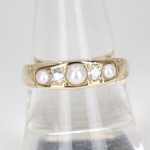 Antique 18ct Gold Victorian Pearl and Old Cut Diamond Dress Ring  -  Circa: 1900