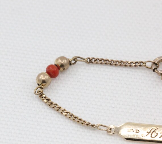 Vintage Child's 9ct Yellow Gold and Coral Name Pl… - image 2