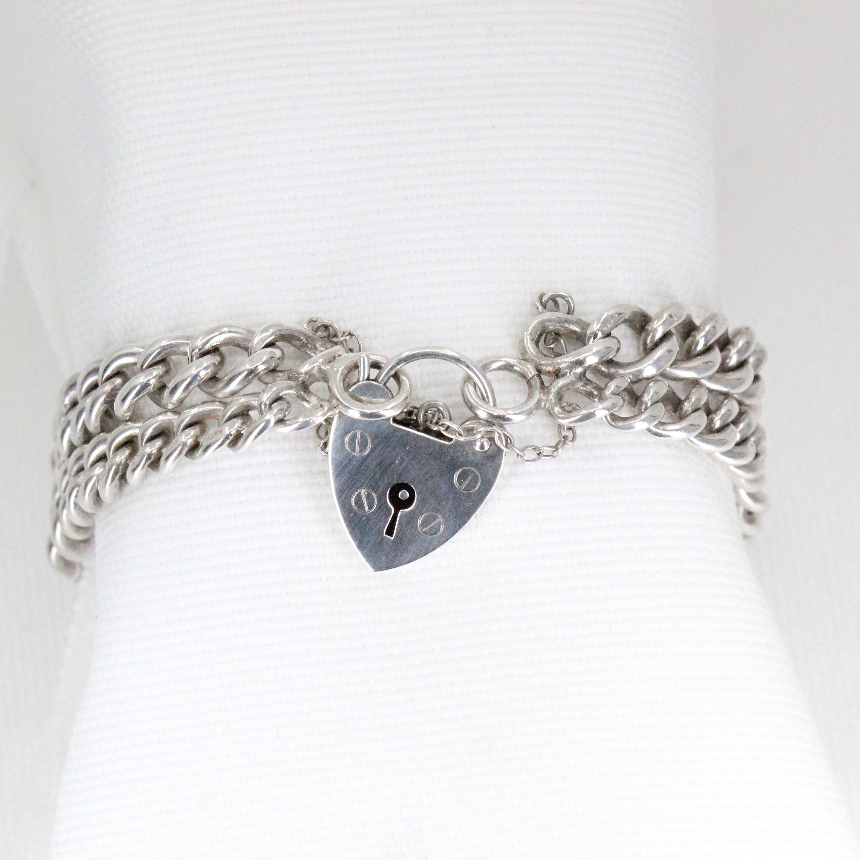 Bracelet Montre Gourmette En Argent Massif 925 Style Jonc Art Déco - Ancien