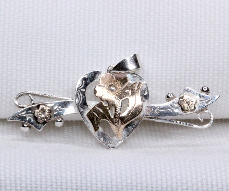 Vintage Sterling Silver /& Applied Gold Pendant Birmingham 1981