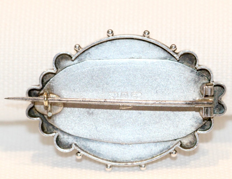 Antique Victorian Silver Oval Ivy /& Cross Design Brooch Birm 1888