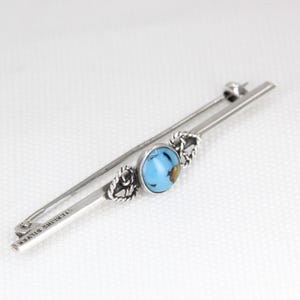Antique Sterling Silver Turquoise Brooch - Circa: 1910