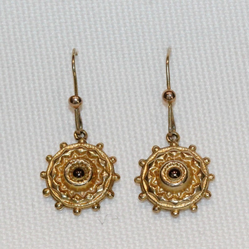 1890/'s Antique 9 Carat Yellow Gold Drop Earrings Circa