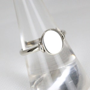 9 Carat White Gold Solid Handmade Signet Ring - Size: P - 7 1/2