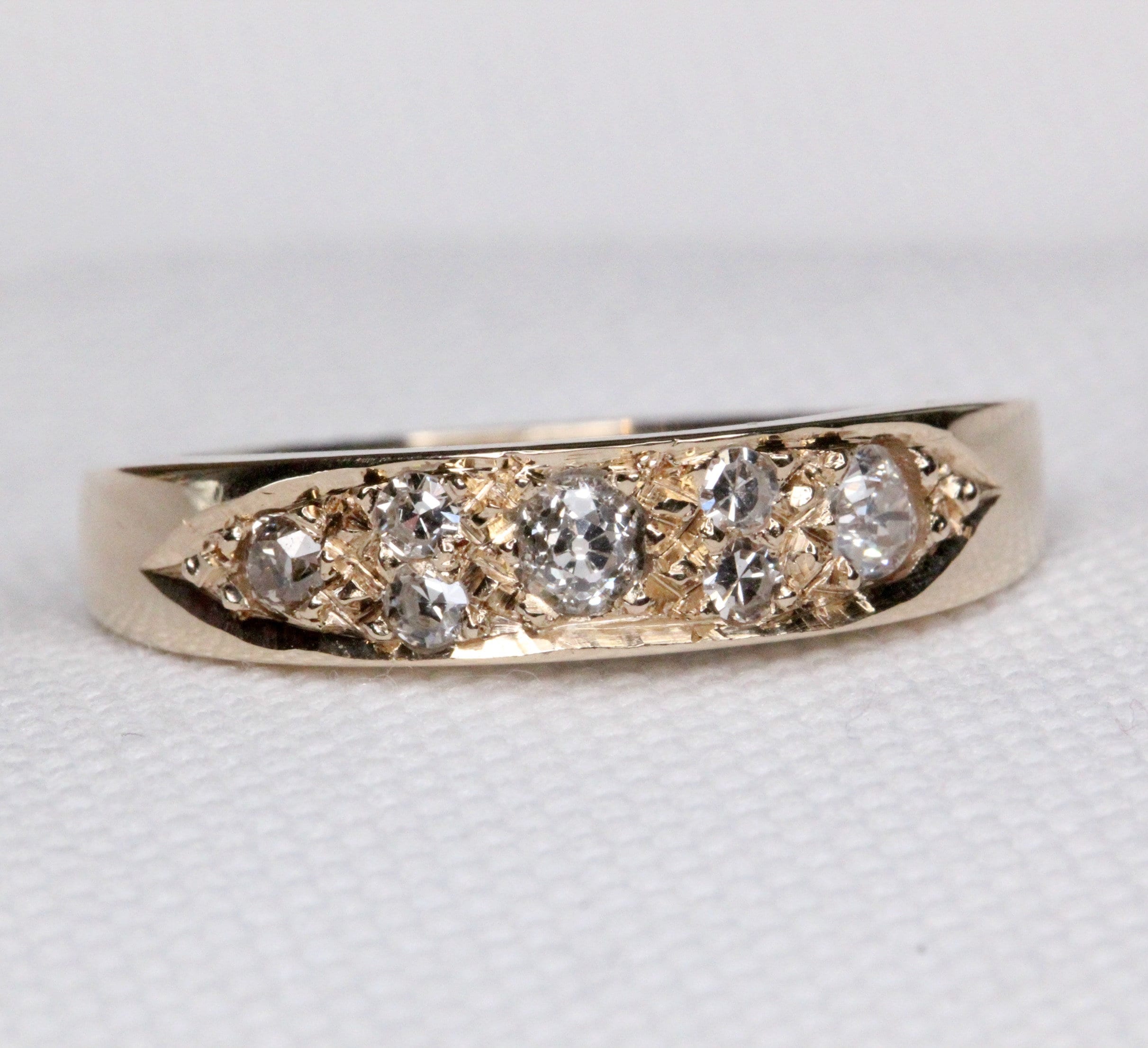 gold and diamond dress ring Antique, Edwardian emerald & diamond dress ring main image 0