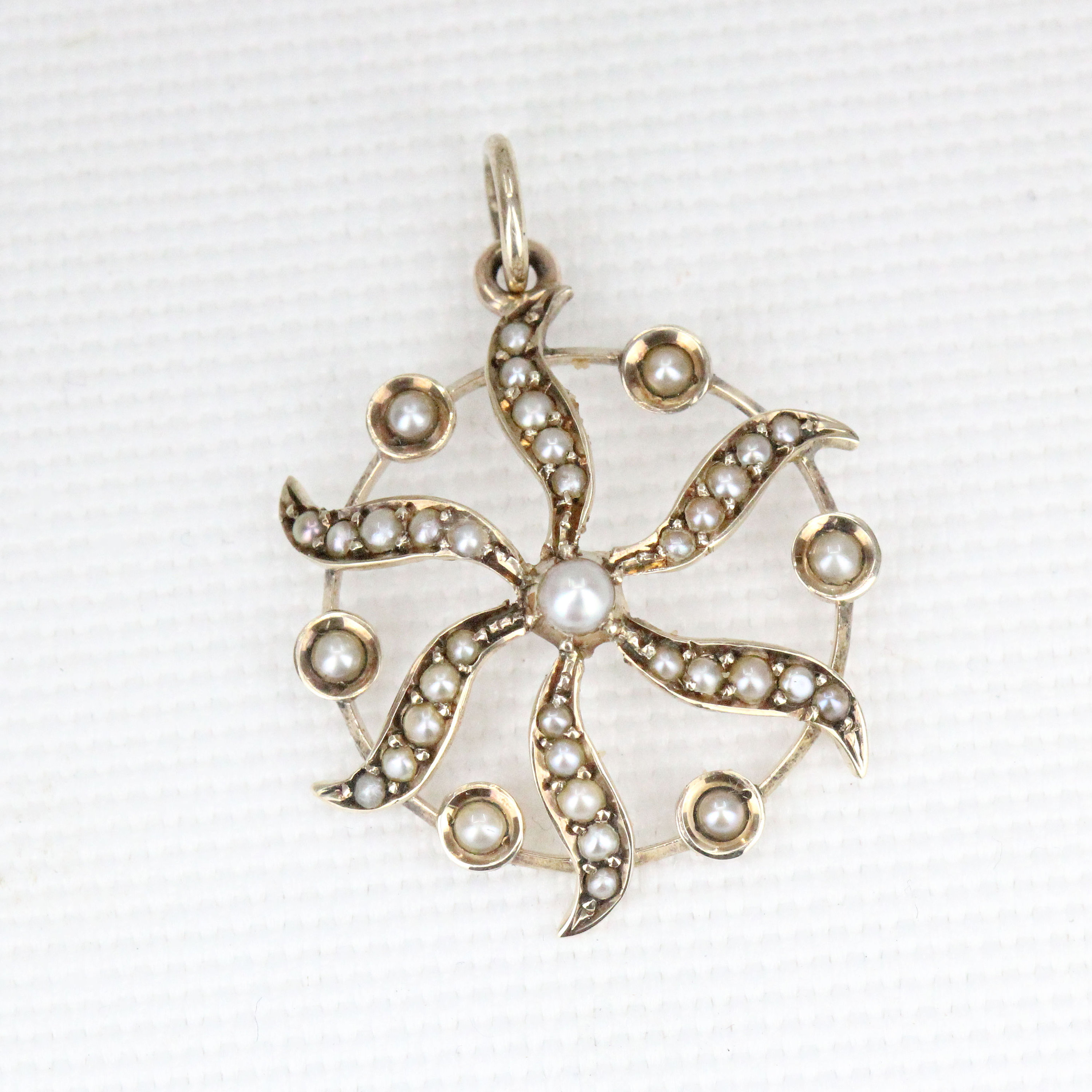 Pendentif Victorien En Or 18k Avec Perle Baroque, Diamant Et Pierre - Circa 1890, Bijou Antique