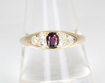 Antique 18ct Yellow Gold Ruby and Diamond Dress Ring  -  Circa: 1900