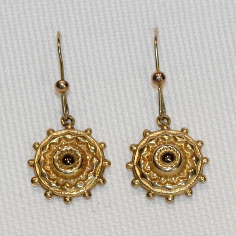 1890/'s Antique 9 Carat Yellow Gold Drop Earrings Circa