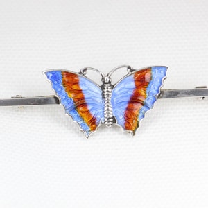 Vintage Sterling Silver and Enamel Butterfly Brooch  -  Circa: 1940&#39;s