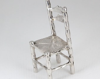 Antique Sterling Silver Novelty Miniature Decorative Dolls house Chair   -   Sheffield 1895