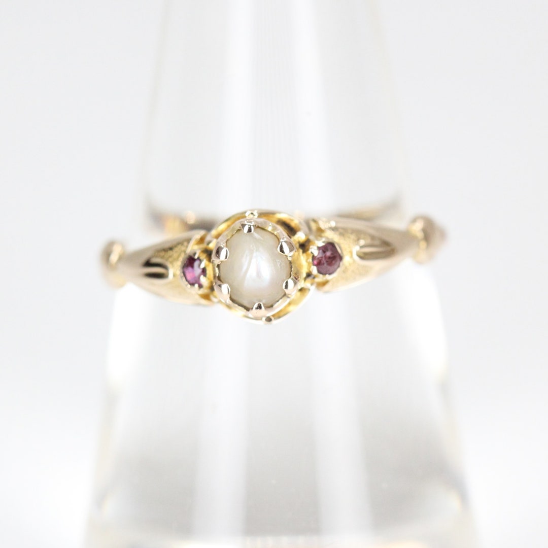Antique Victorian 18ct Yellow Gold Ruby and Pearl Ring – Circa 1880 ...