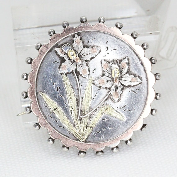 Antique Victorian Sterling Silver and Applied Tri… - image 1