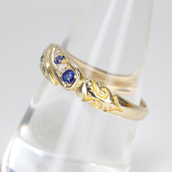 Antique Victorian 18ct Yellow Gold Sapphire and D… - image 4