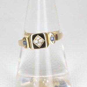 Antique 18ct Yellow Gold Sapphire and Diamond Dress Ring   -   Birmingham 1896