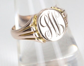 Antique 9 Carat Gold Signet Locket Ring  -  Birmingham: 1908