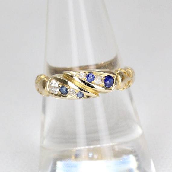 Antique Victorian 18ct Yellow Gold Sapphire and D… - image 1