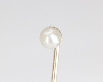 9ct Yellow Gold Cultured Pearl Stick Pin brooch  -  4.7mm