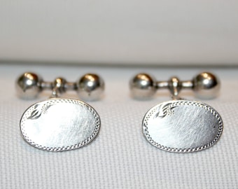 Vintage Sterling Silver Gents Oval Cuifflinks