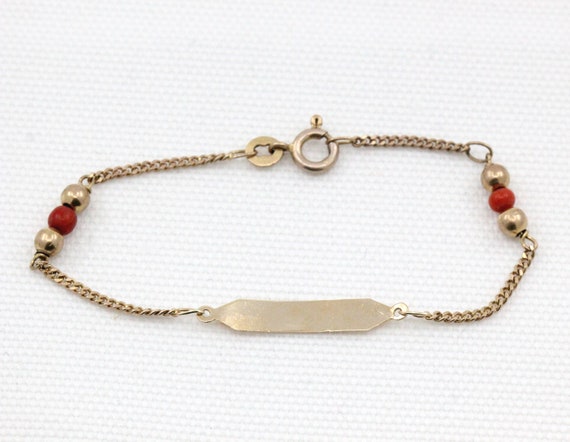 Vintage Child's 9ct Yellow Gold and Coral Name Pl… - image 5
