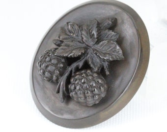 Antiques Victorian Vulcanite Cameo Brooch  -  Circa: 1890