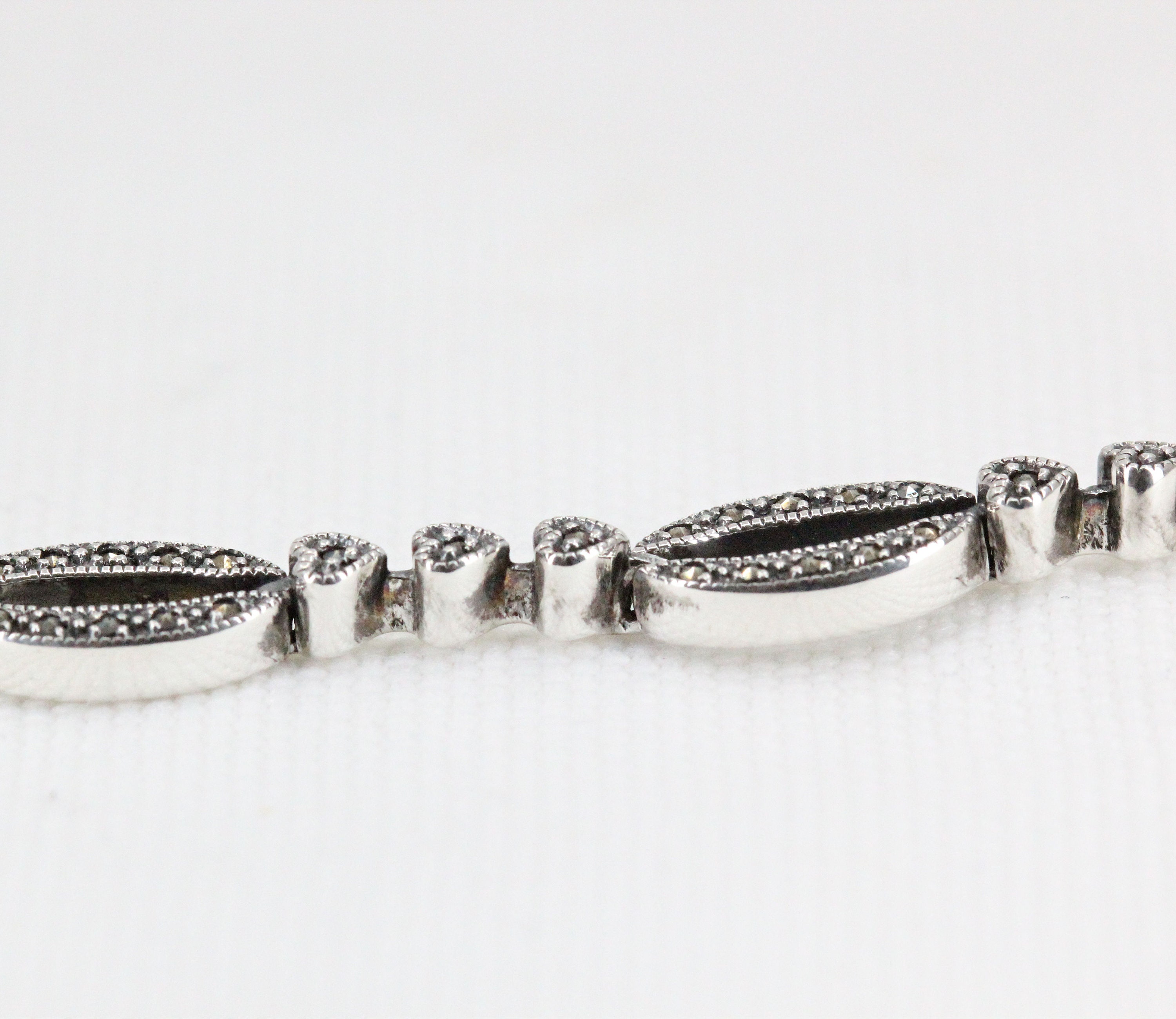 スターリングシルバー マーカサイトブレスレット – ファンシーデザイン