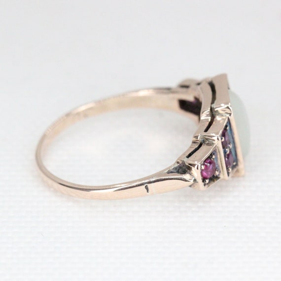 Vintage 9ct Yellow Gold Opal & Ruby Dress Ring   … - image 8