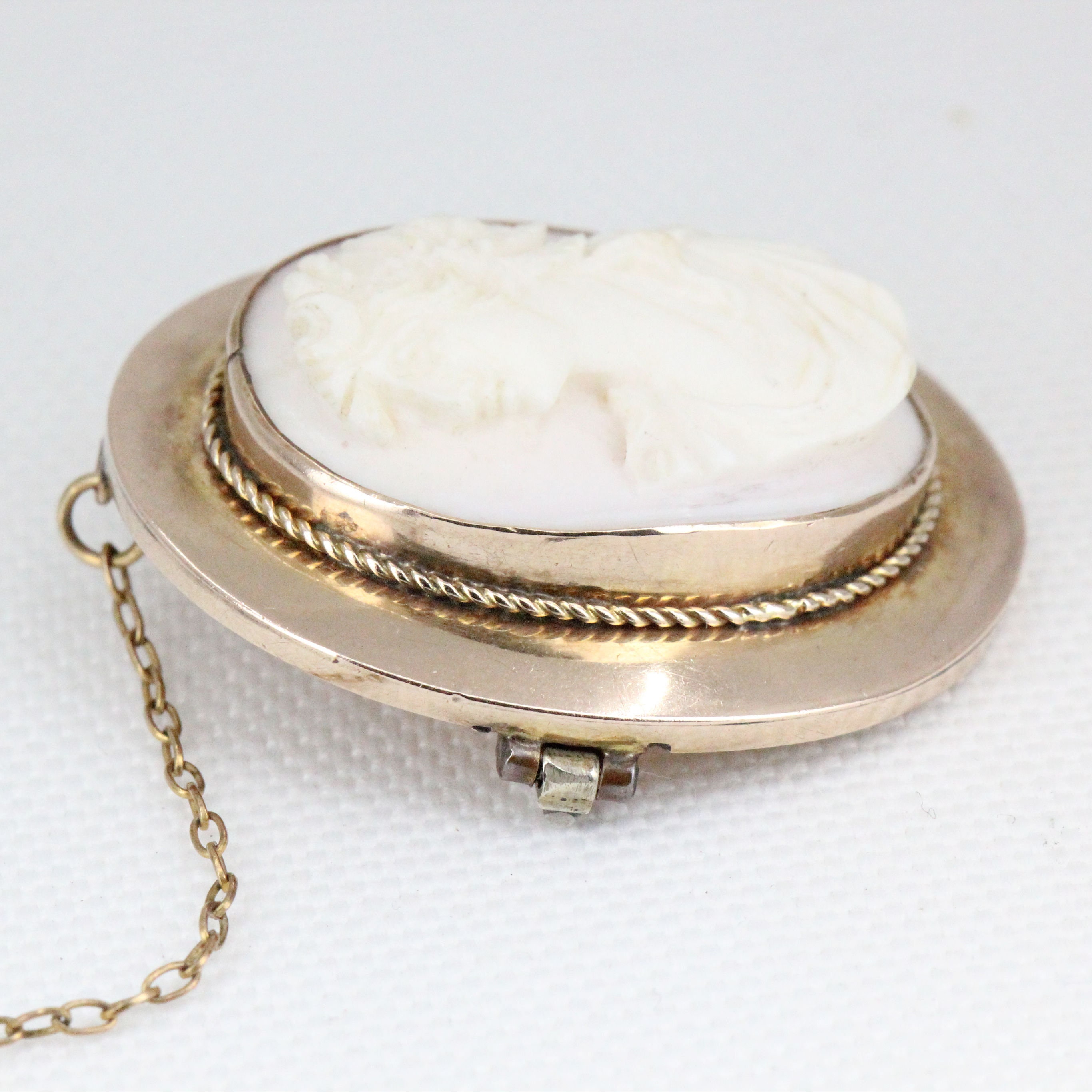 アンティーク 9 カラット ゴールド シェル カメオ ブローチ - 1900