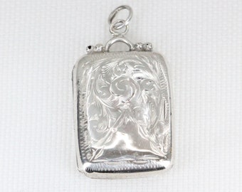 Antique Sterling Silver Book Shaped Locket  -  Chester: 1912