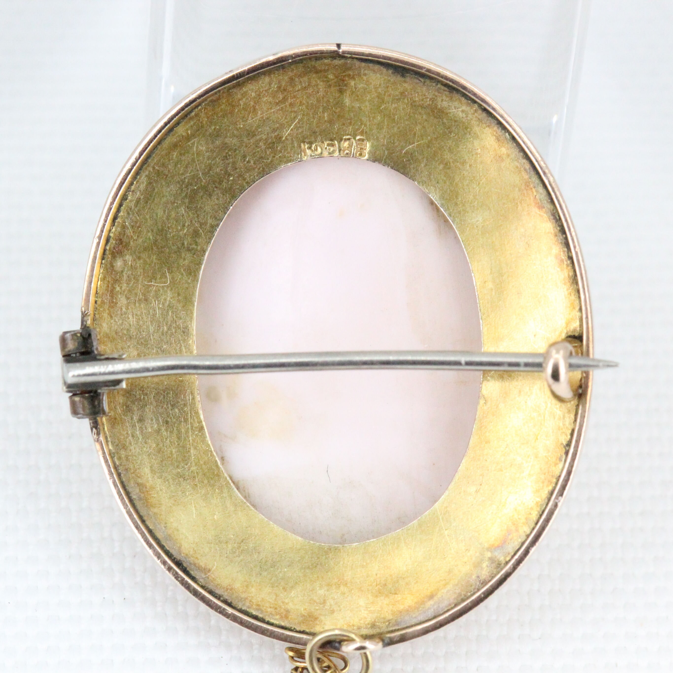 アンティーク 9 カラット ゴールド シェル カメオ ブローチ - 1900