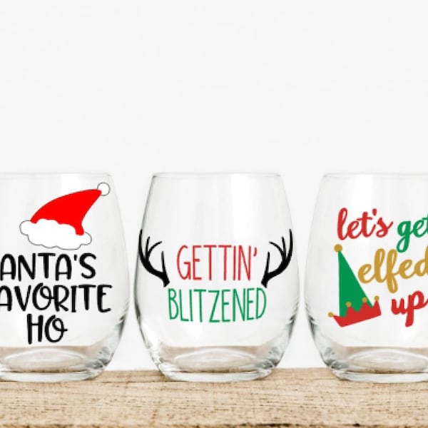 Christmas Wine Glasses! Great Gift!