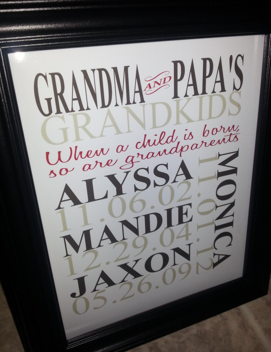 Personalized Grandkid wall decor for Grandparents great for Etsy