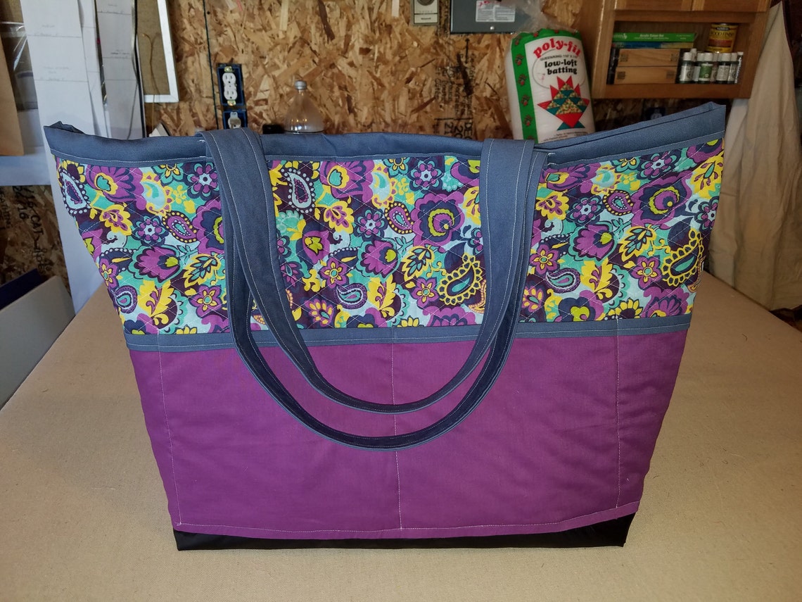 Large Travel Tote Purple Etsy