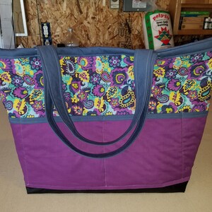 Large Travel Tote - Purple & Blue