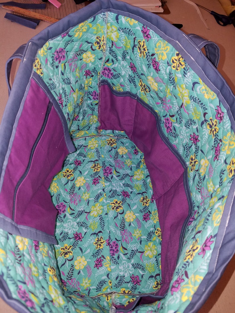 Large Travel Tote Purple Etsy