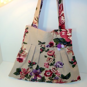 Pleated Purple and Mauve Flower Purse - Shoulder Bag