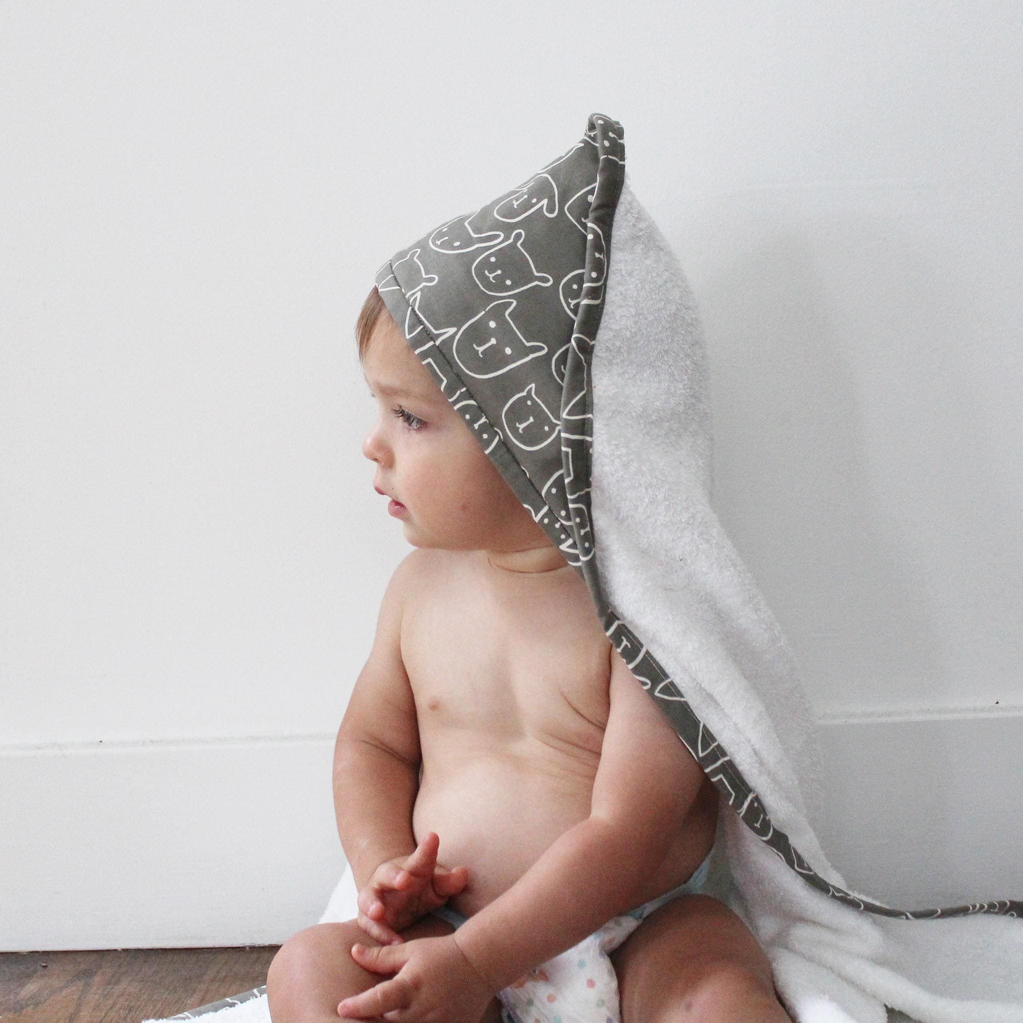 Serviette De Bain Bébé Tablier à Capuche En Coton Peigné - Cape Absorbante Pour Nouveau-né