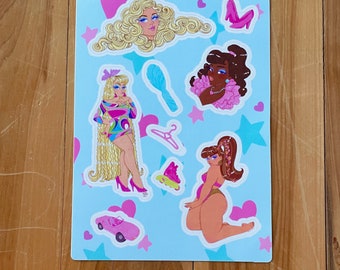 BABE MAIL EXTRA! Doll Babes Sticker Sheet 5”x7”