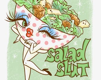 Salad Girl Illustration Prints