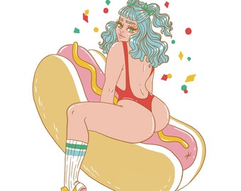 Hot Dog Babe Prints