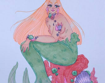 Seashell Mermaid Prints