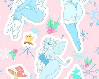 BABE MAIL EXTRA! Winter Fairies Sticker Sheet 5”x7”