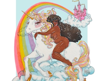 Unicorn Fantasy Princess Illustration Prints